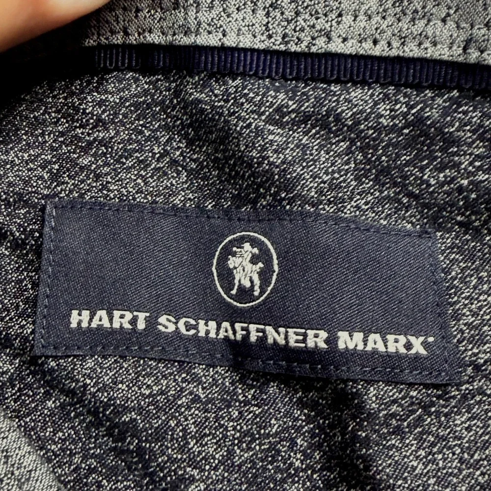 Hart Schaffner Marx Mens 3XB Grey Cotton Textured Long Sleeve Button Down Shirt